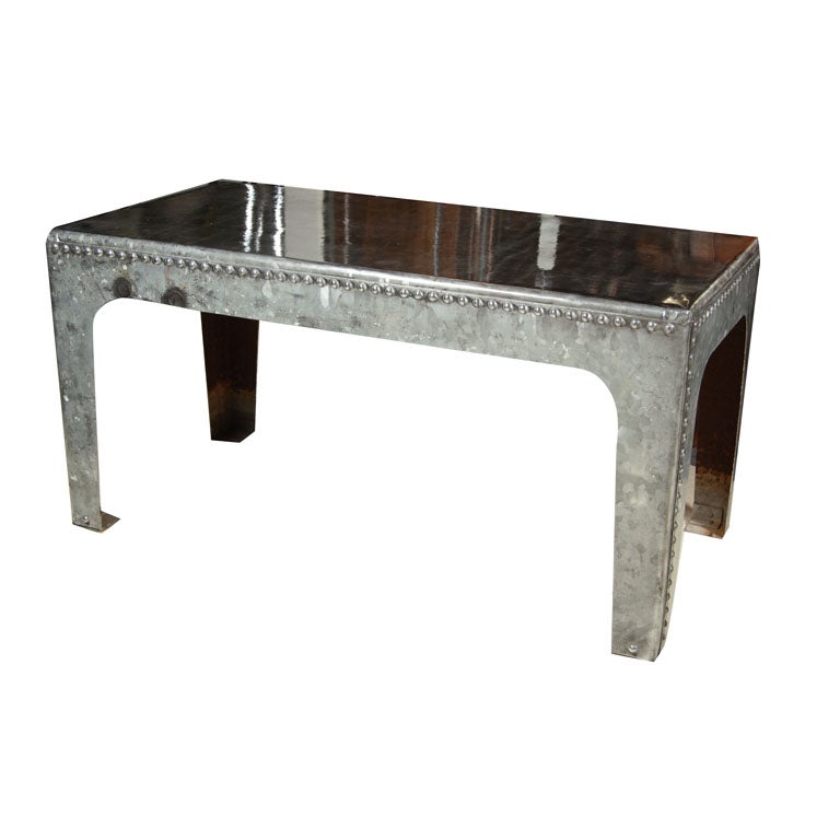 Industrial Water Tank "Coffee" Table galvanized metal rivets